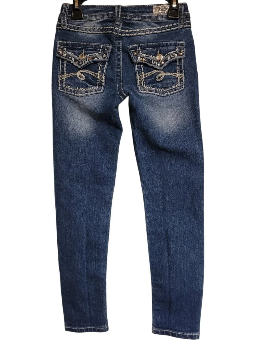Justice Premium Jeans Super Skinny Girls Size 8 Simply Low Decorated Pockets!
